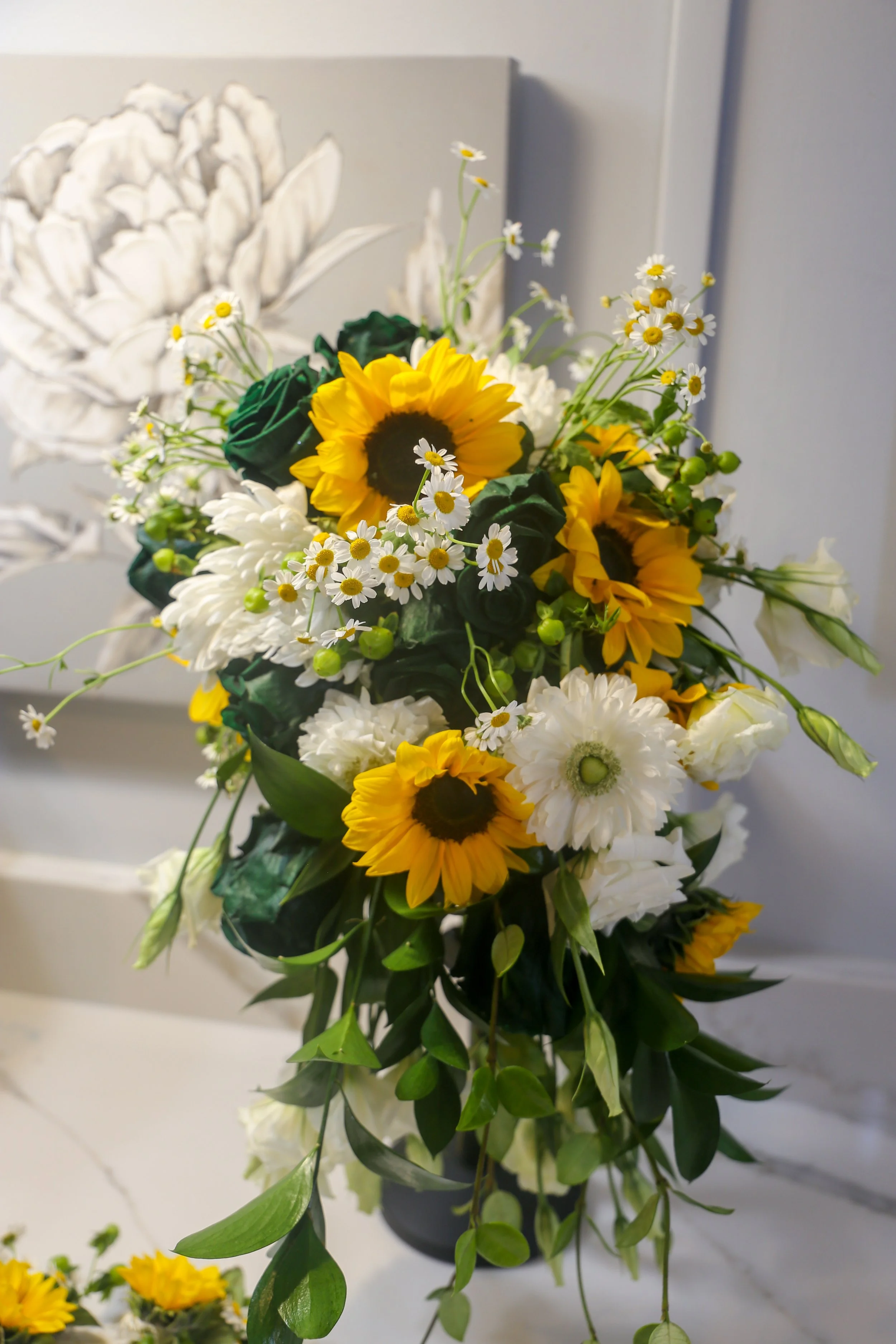 sunflower bouquest with white and yellow flowers.JPG