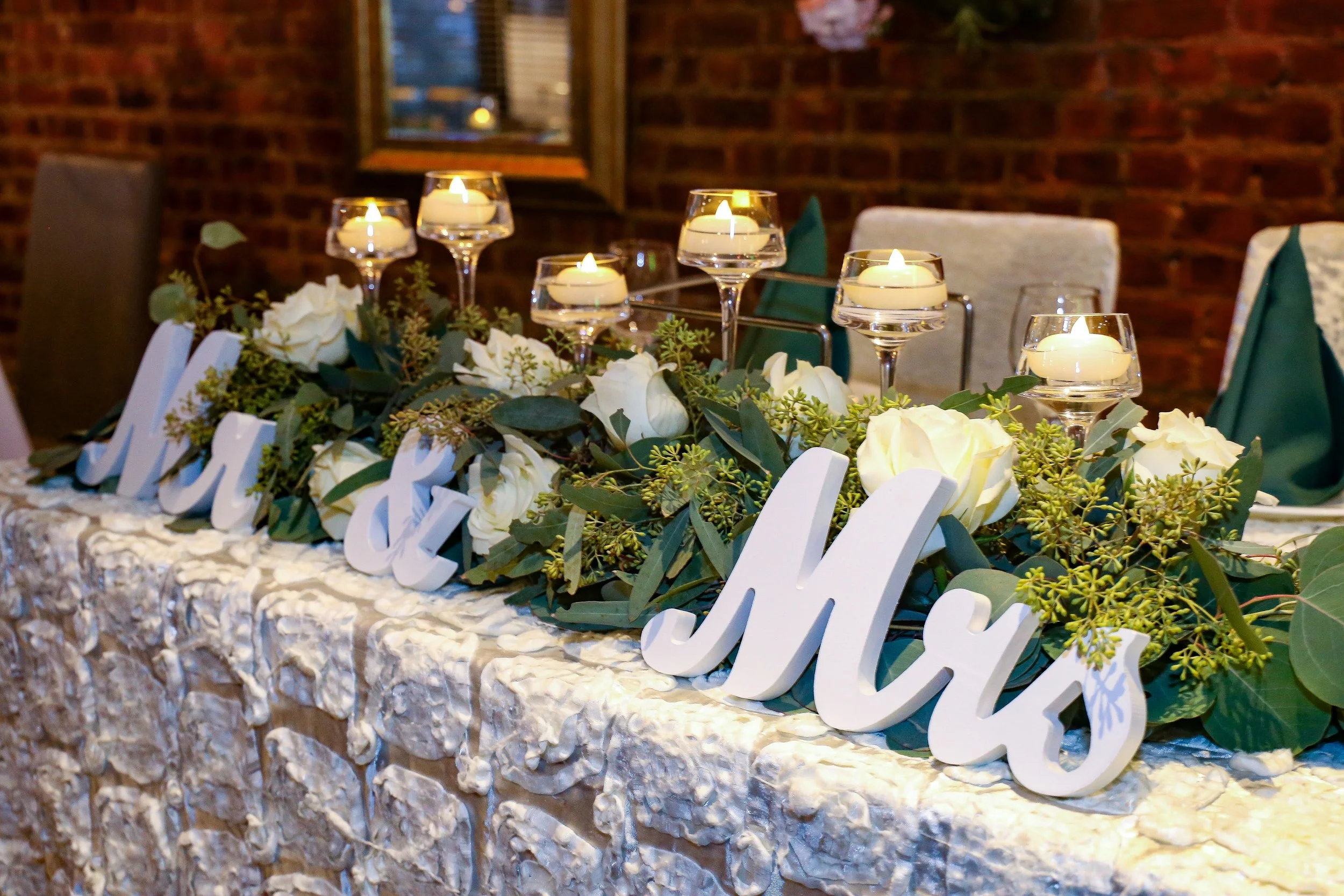 Mr and Mrs sign at head table at wedding.JPEG