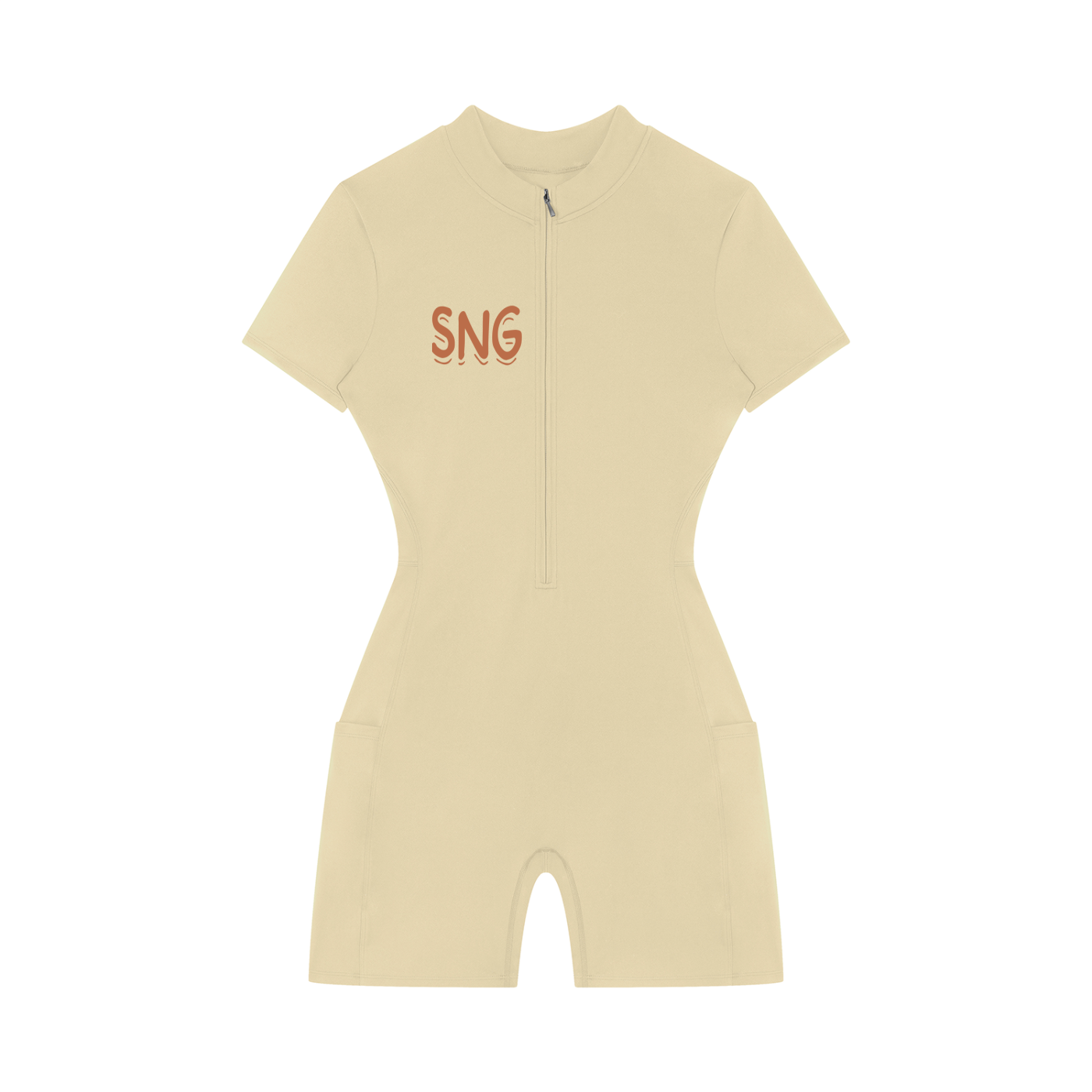 Women's Quarter-Zip Short Sleeve Sng Romper