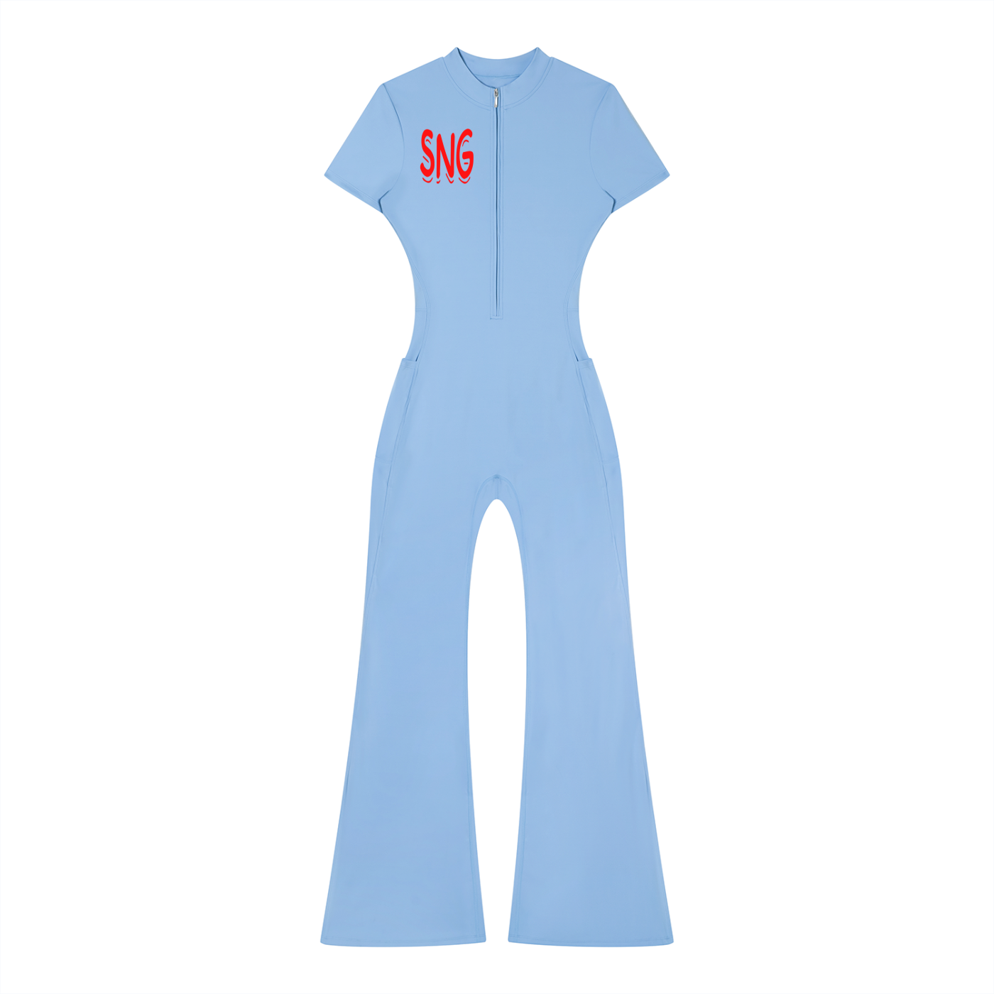 Women’s Tight Flared Leg Quarter-Zip Sng Jumpsuit