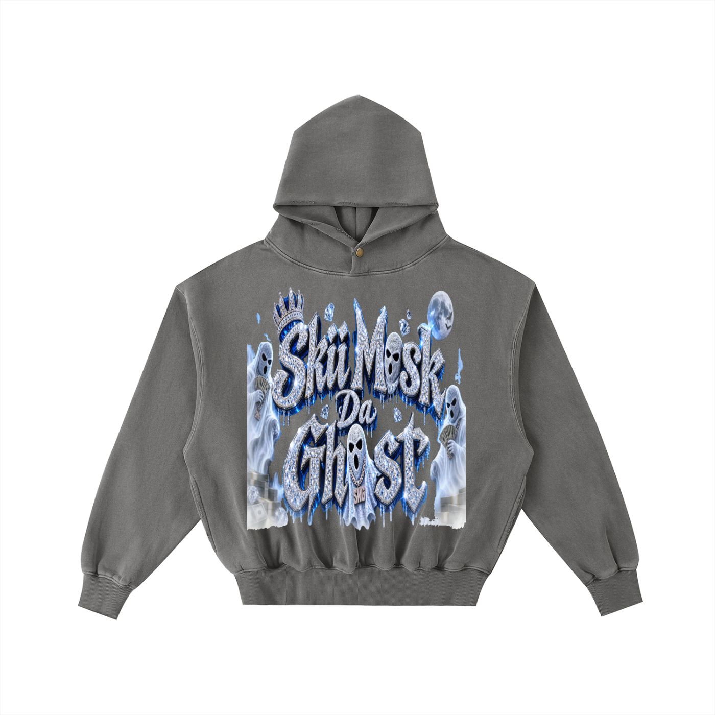 Limited Edition Frayed Enzyme Washed Skii Mask Da Ghost Fleece Hoodie