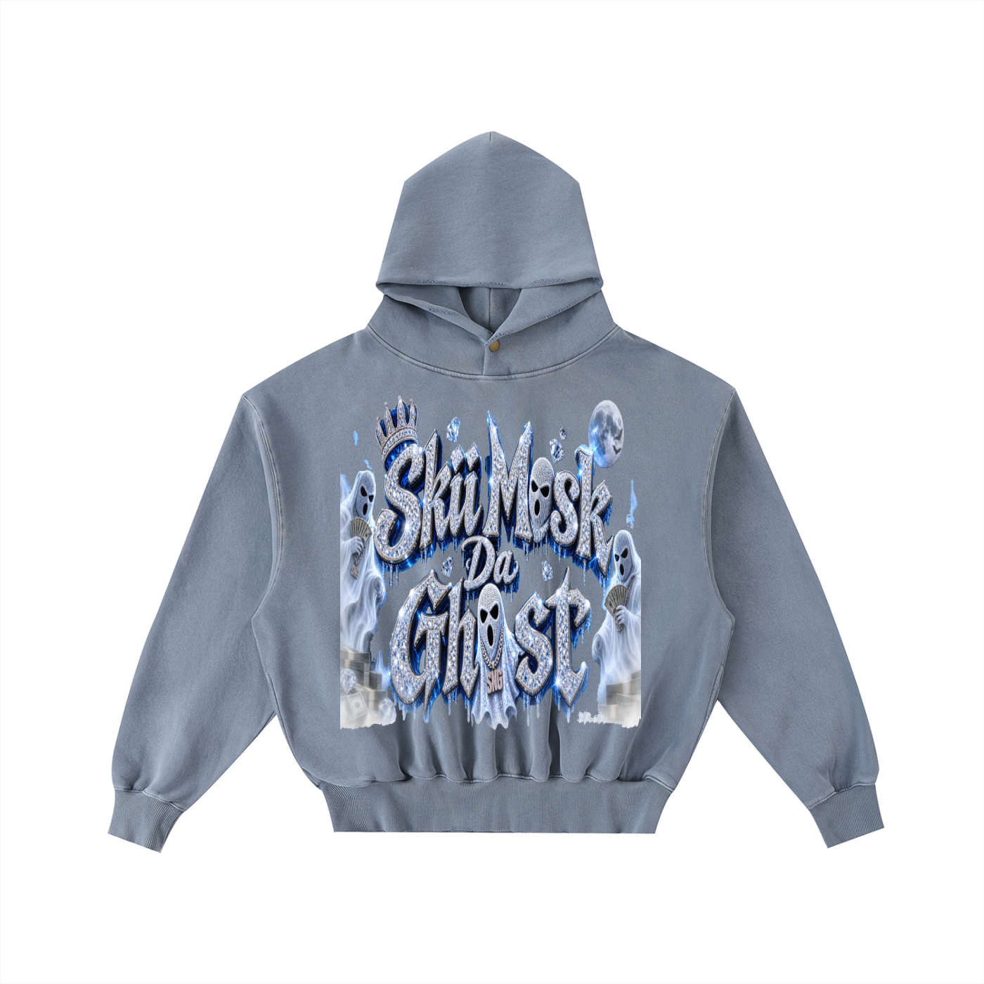 Limited Edition Frayed Enzyme Washed Skii Mask Da Ghost Fleece Hoodie