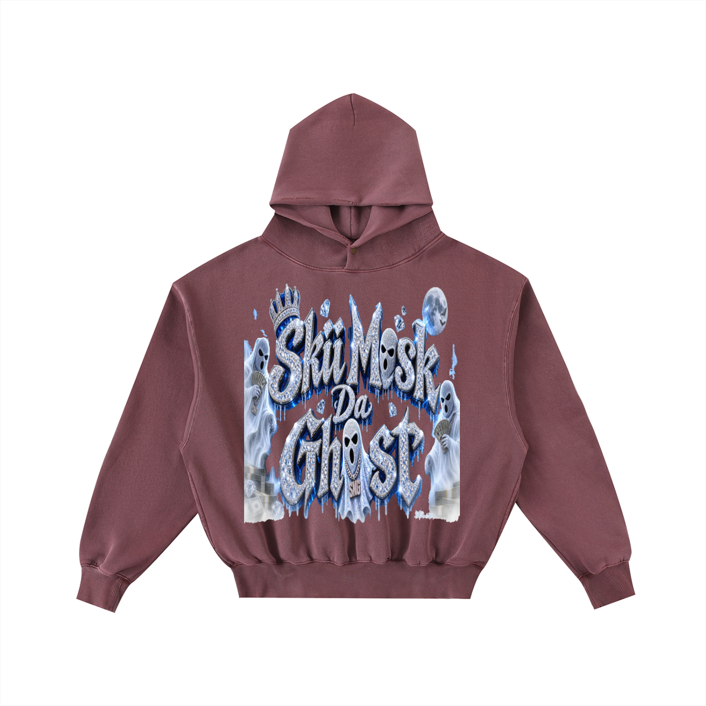 Limited edition Frayed Enzyme Washed Skii Mask Da Ghost Fleece Hoodie (France Only)