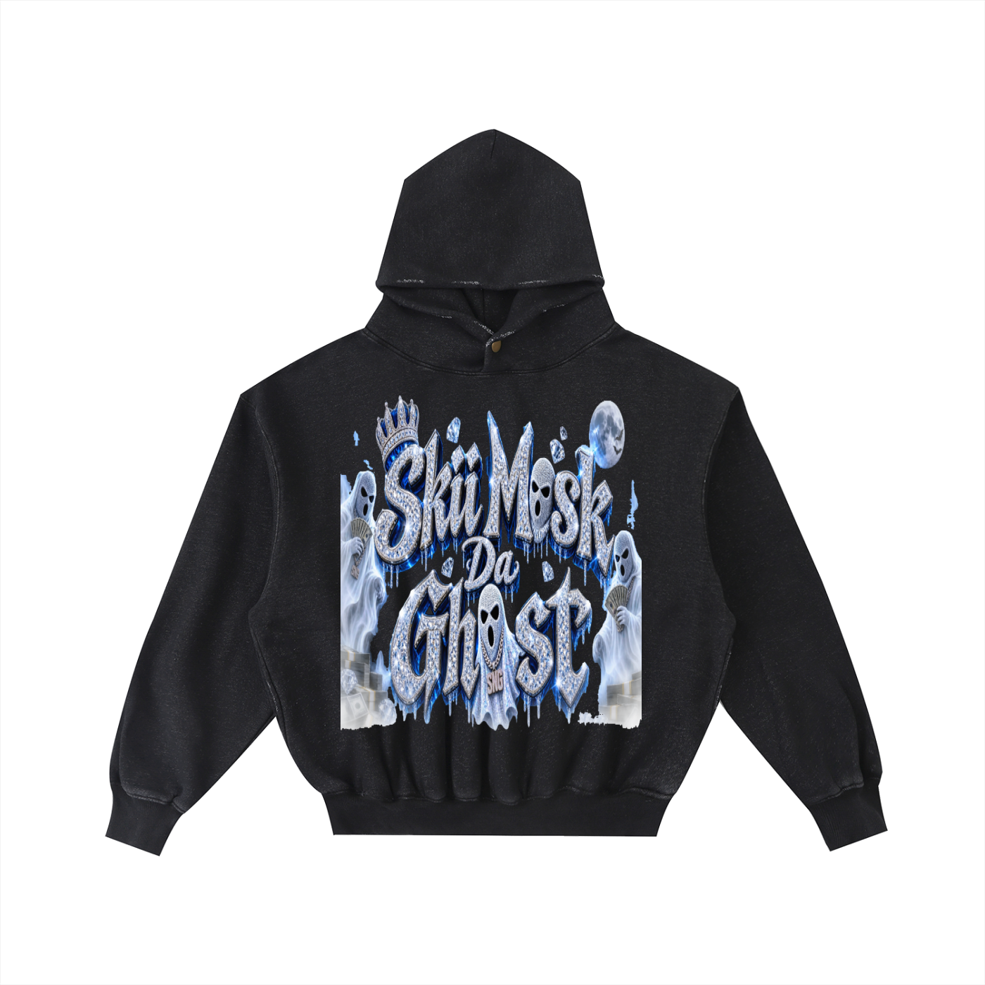 Limited edition Frayed Enzyme Washed Skii Mask Da Ghost Fleece Hoodie (France Only)