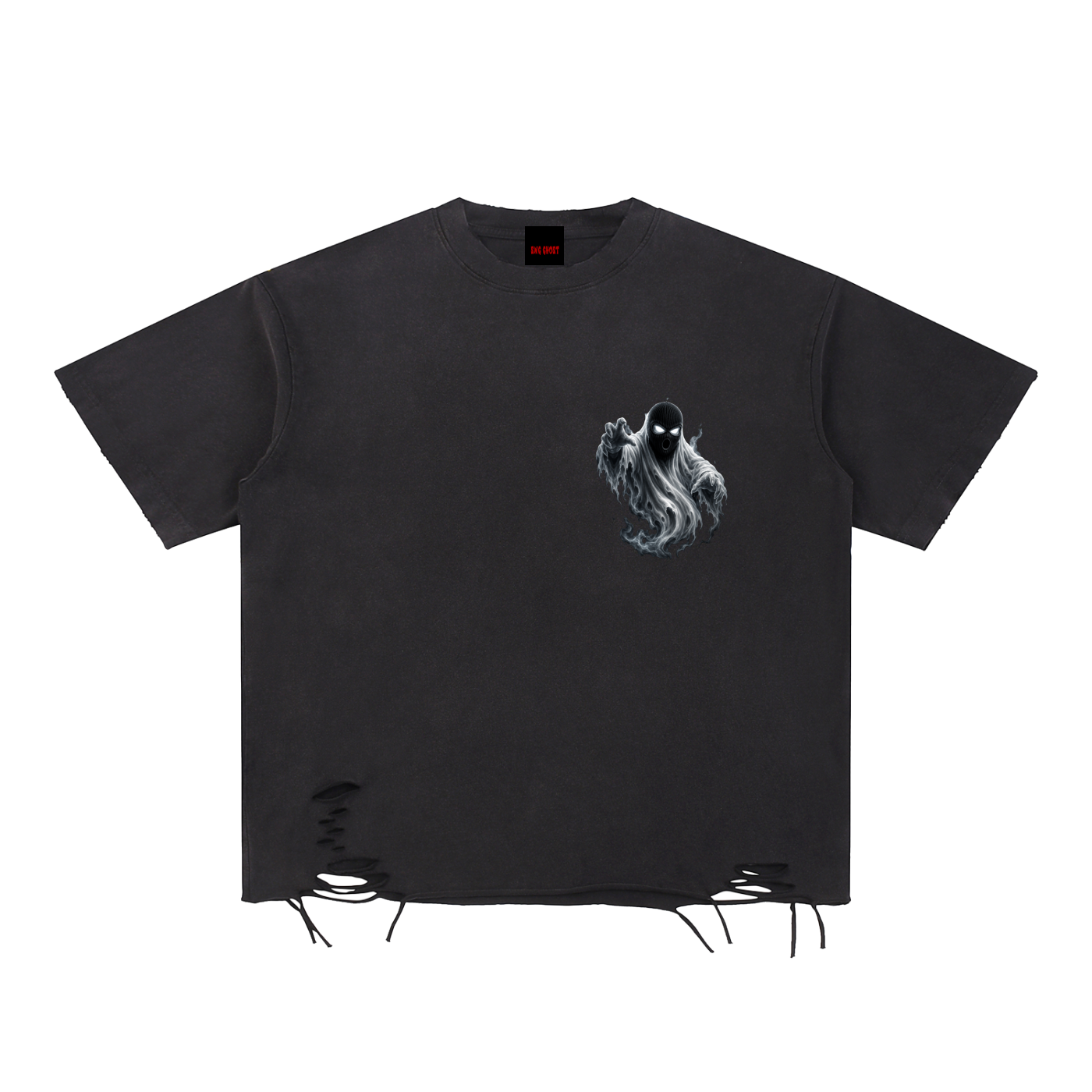Snow Washed Raw-Hem Halloween Skii Mask Da Ghost T-Shirt