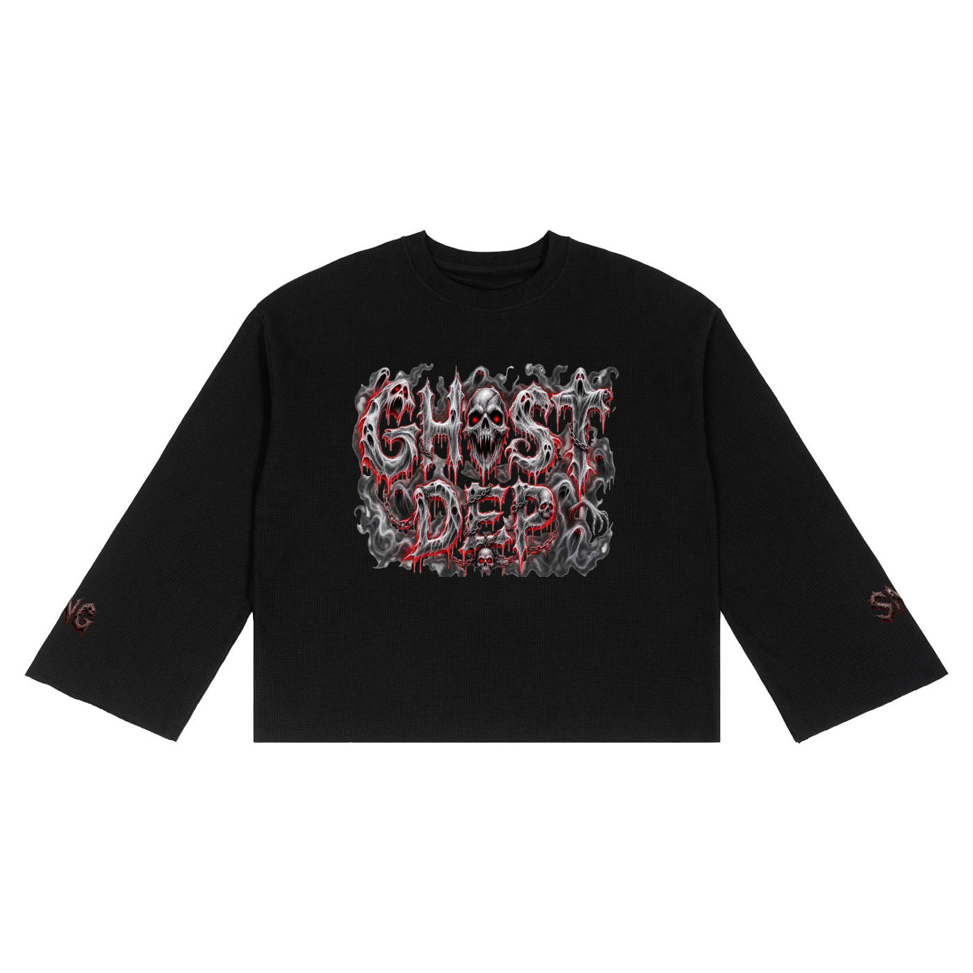 Unisex Waffle Raw Edge Ghost Dep T-Shirt
