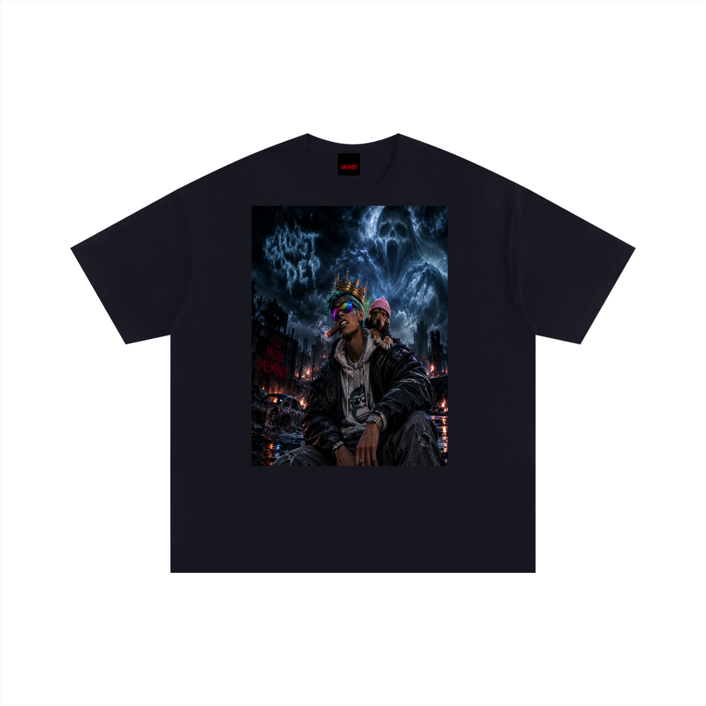 Unisex Oversized Ghost Dep MOB MEMBER  Cotton T-Shirt