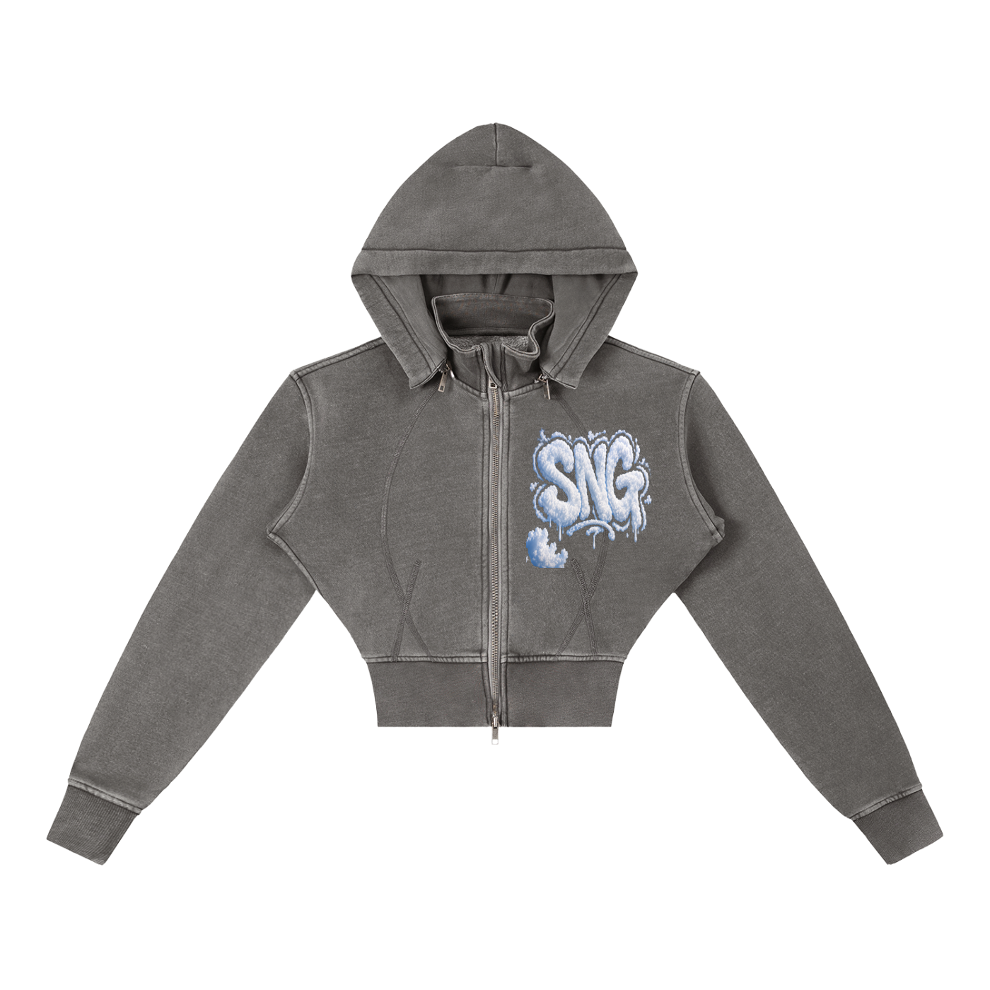 Vintage Washed SNG Cropped Fleece Hoodie