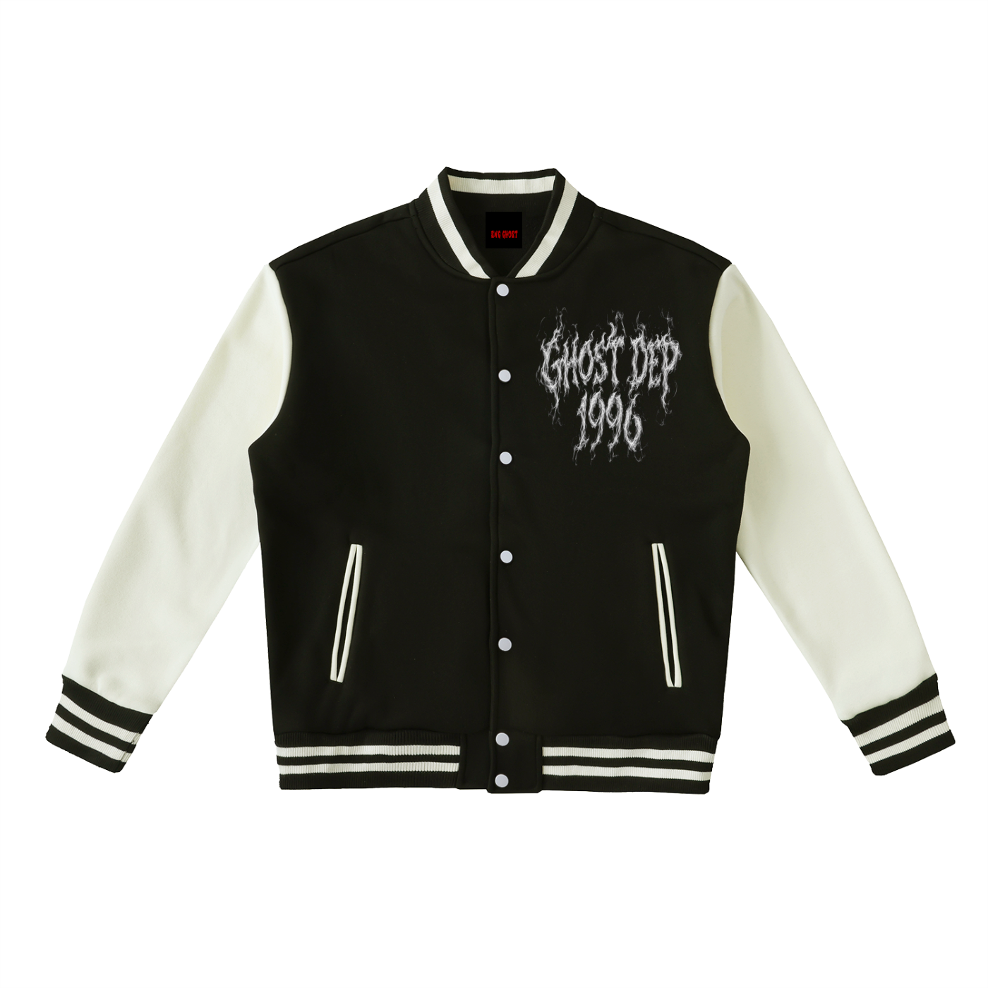 unisex Two-Tone Fleeced Ghost Dep Varsity Jacket