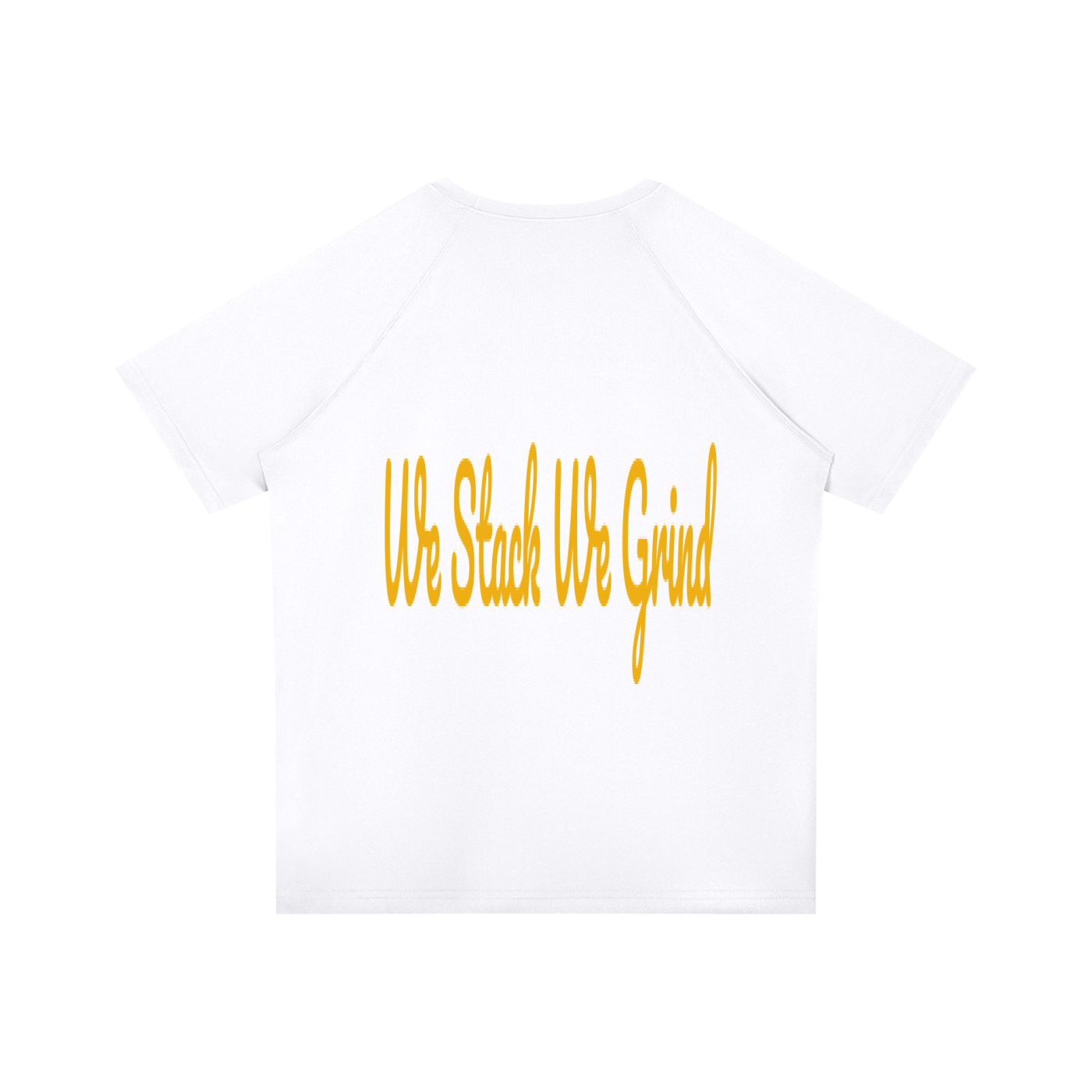 White T-shirt with yellow text that reads, 'We Stole The Gruid'