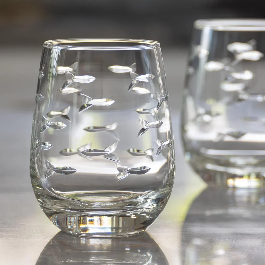 Stemless White 15 oz Tulip
