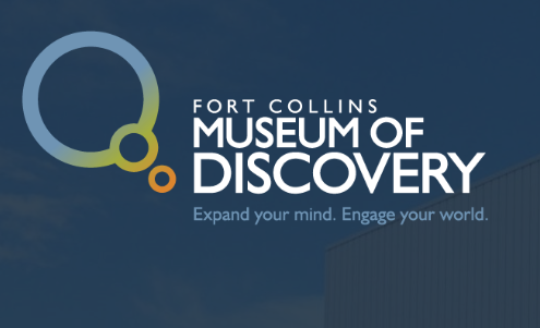 Fort Collins Museum of Discovery logo with tagline 'Expand your mind. Engage your world.'
