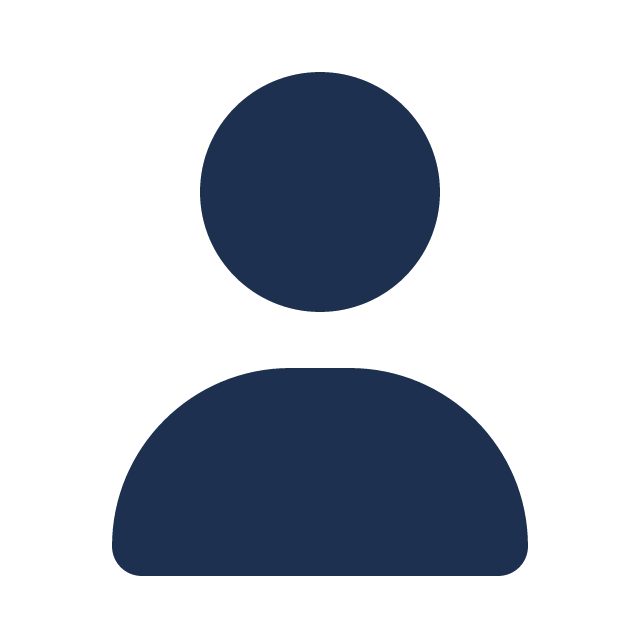A generic user icon with a dark blue circle representing a person's head and a half-circle representing shoulders on a black background.