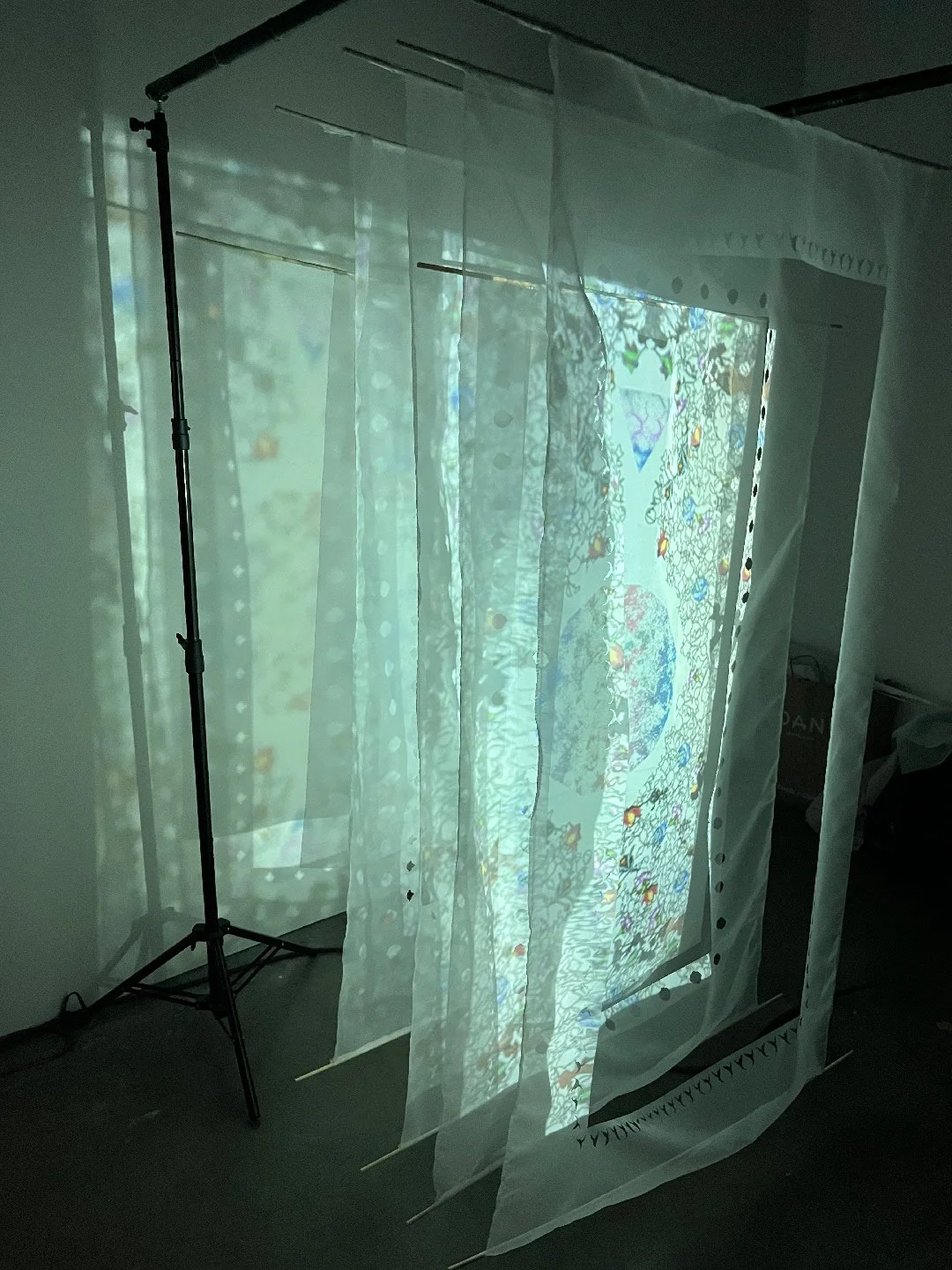In this project, inspired by the story of the Ardabil Carpet and the concept of "carpet reading" (Farsh-Khani), I created an installation. The Ardabil Carpet is a pair of exquisite rugs woven during the reign of Shah Tahmasp Safavid for the tomb of h