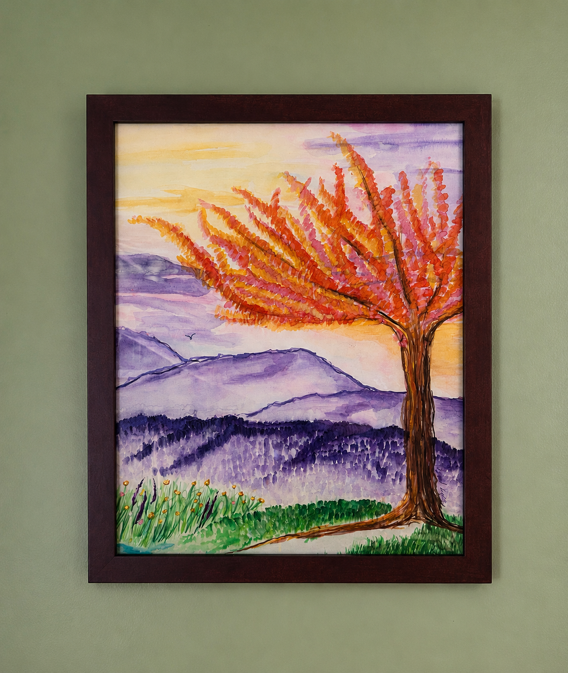 Fire Tree (original, watercolor)