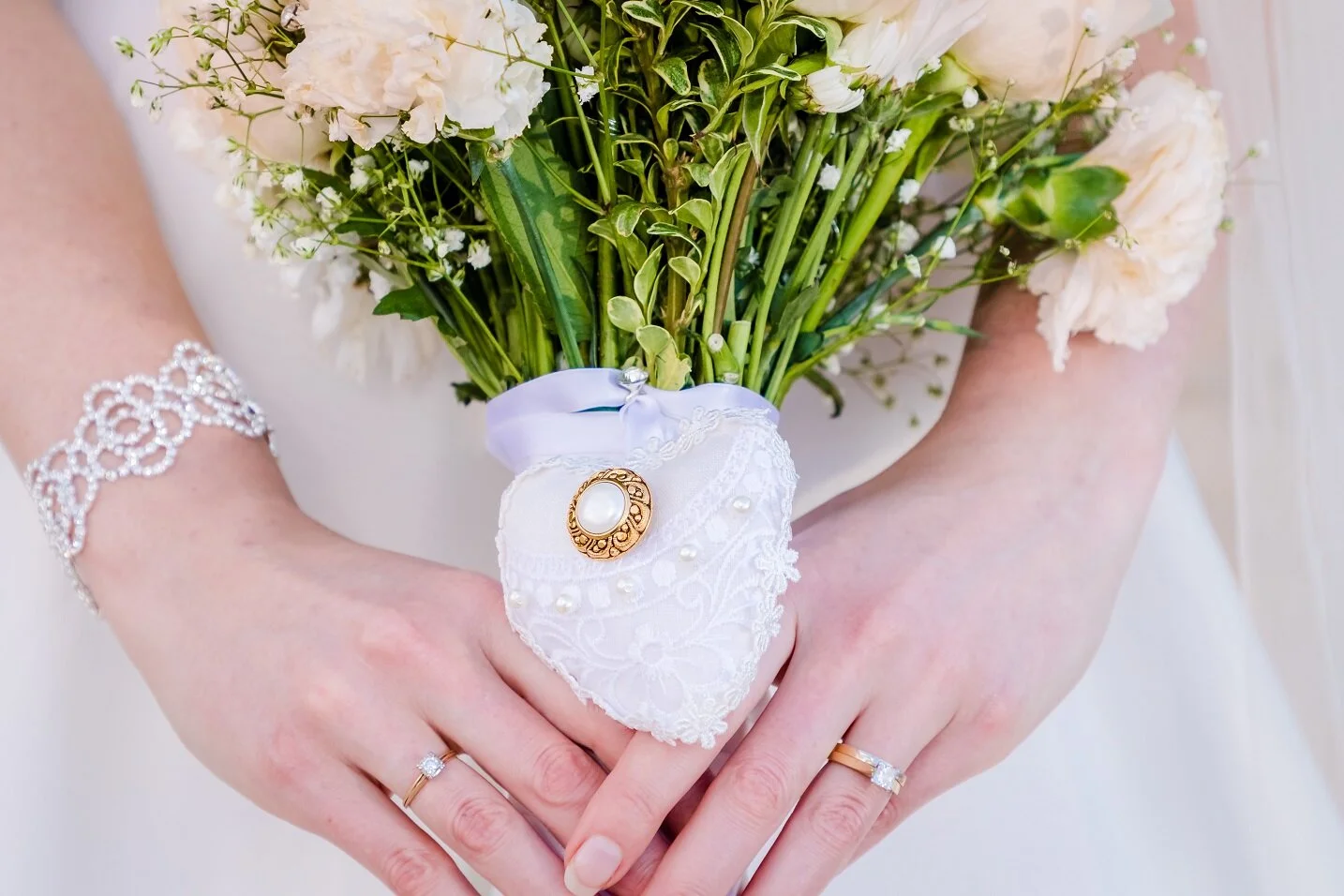 bride wedding dress grandma's ring keepsake