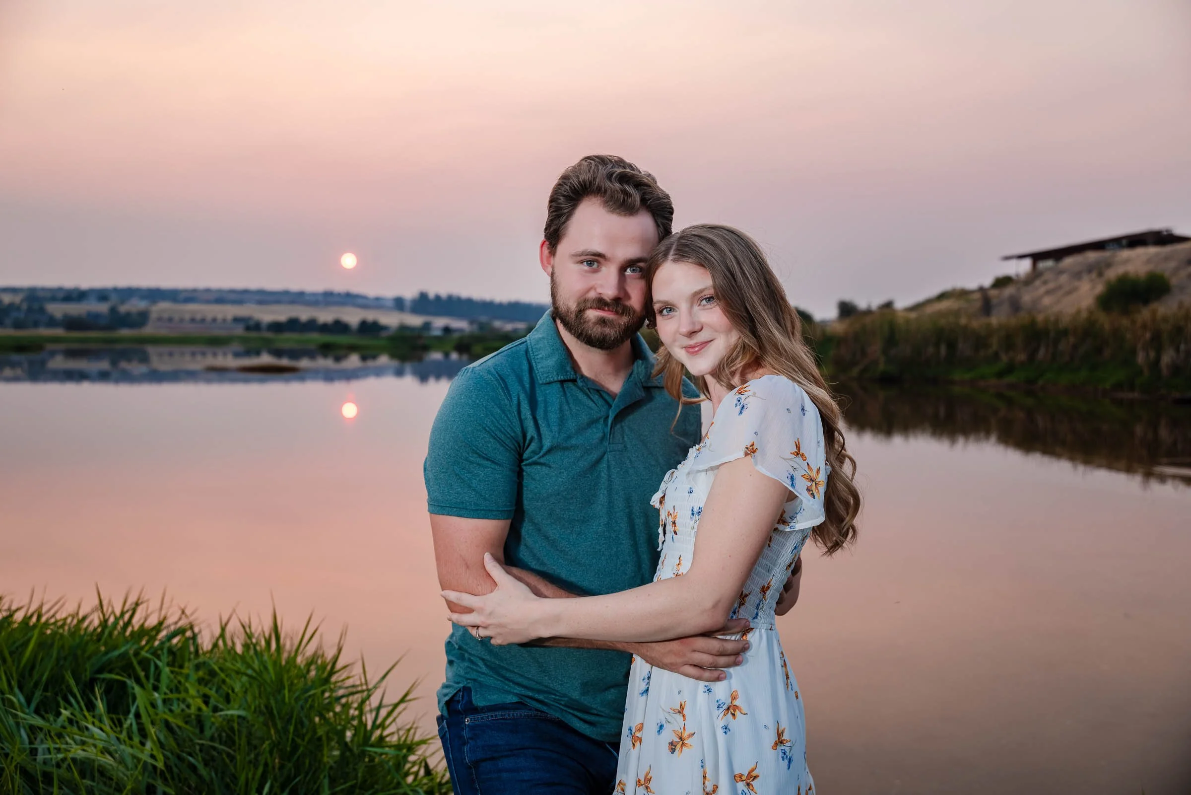 spokane couples engagement sunset portrait