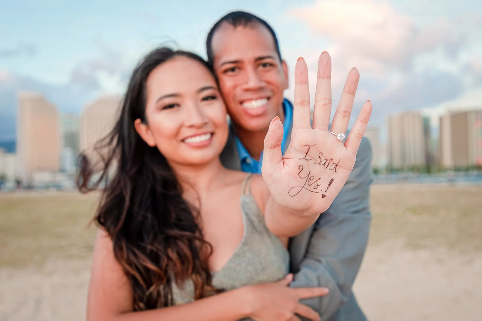 couple engagement she said yes proposal