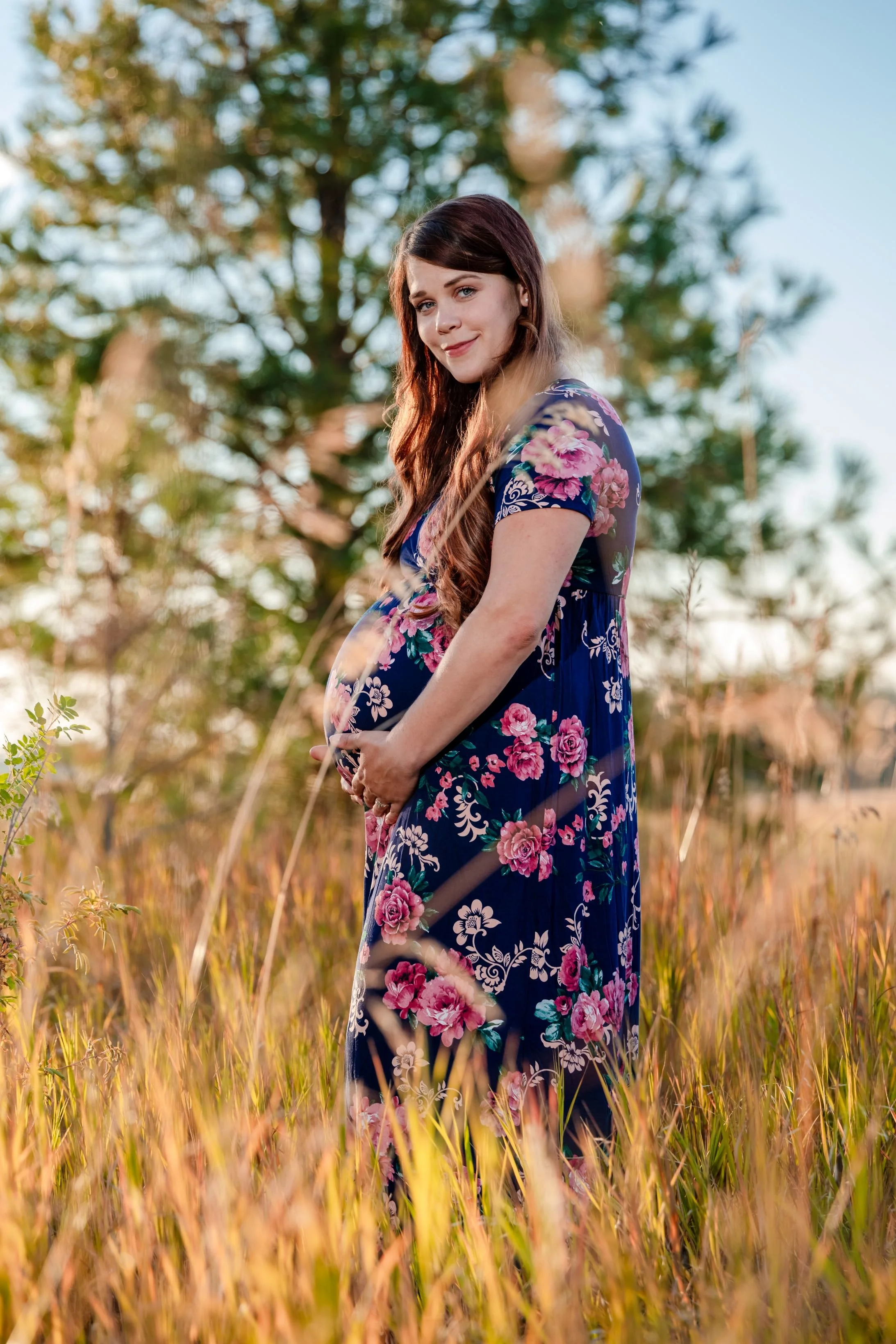 baby bump maternity photo session spokane forest