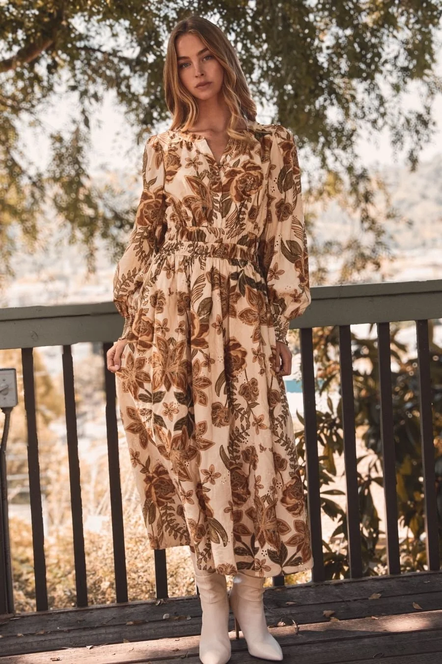 Vintage Floral Boho Maxi Dress