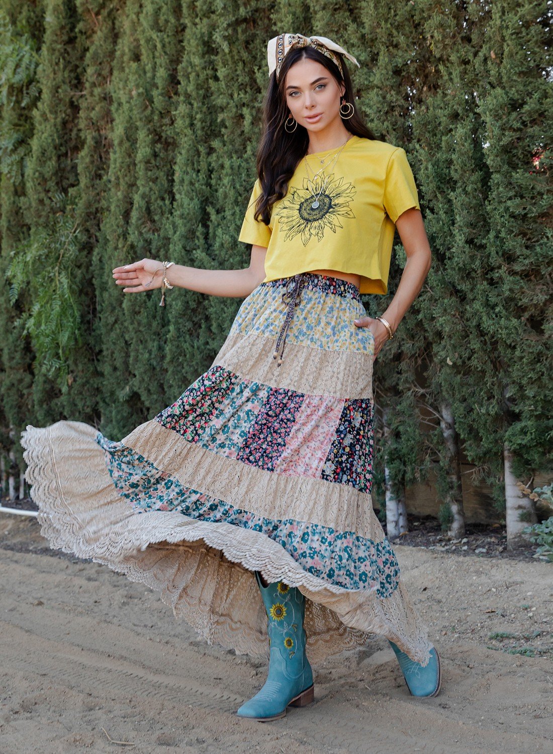 Patchwork Flair Maxi Skirt
