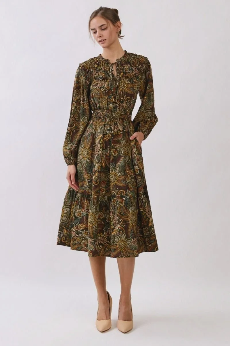 Rustic Elegance Bohemian Midi Dress