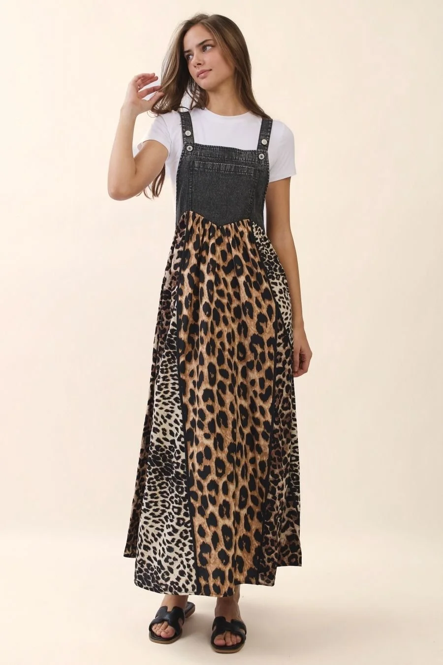 Boho Animal Print Overall Dress