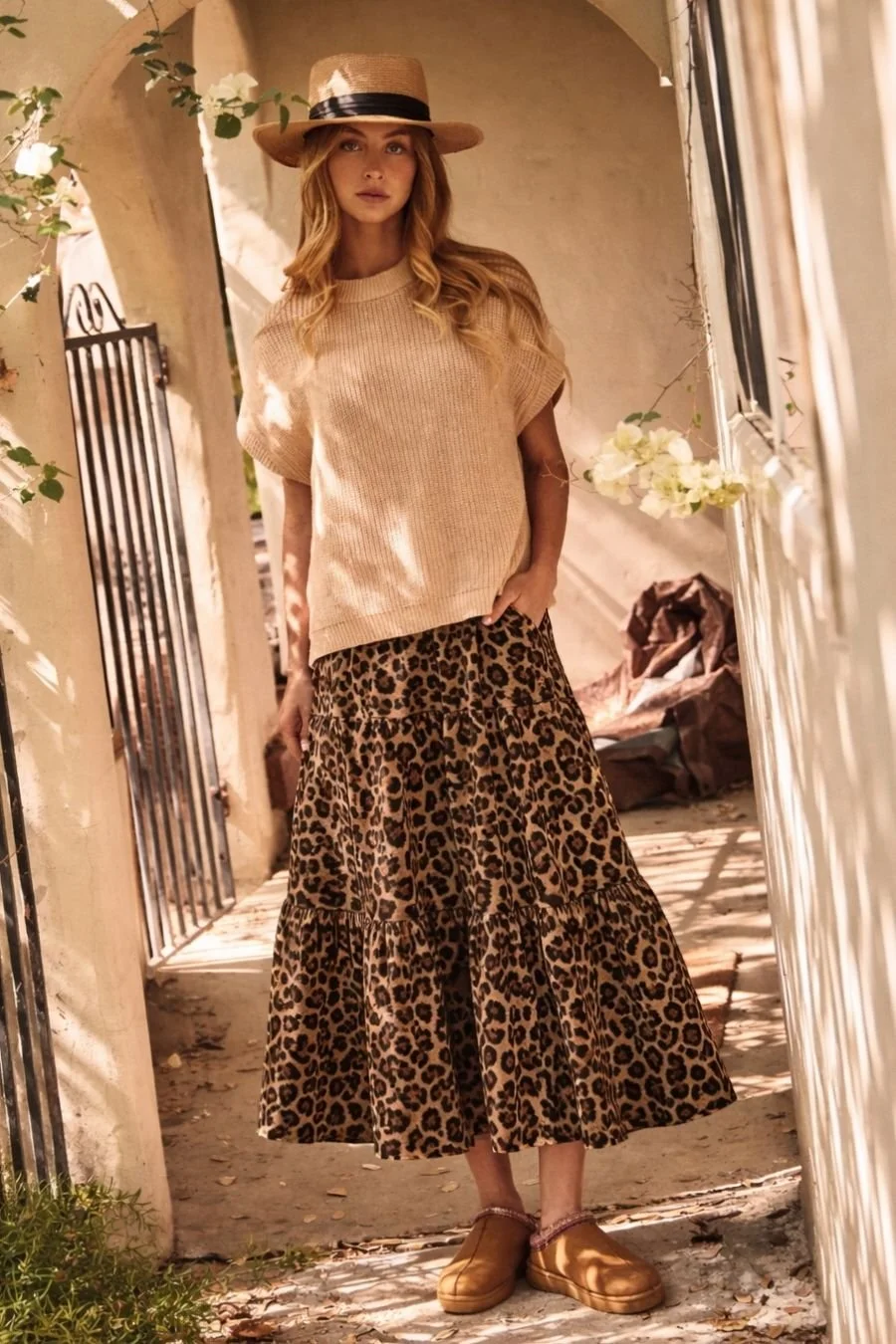 Chic Leopard Print Dress and Sweater Set