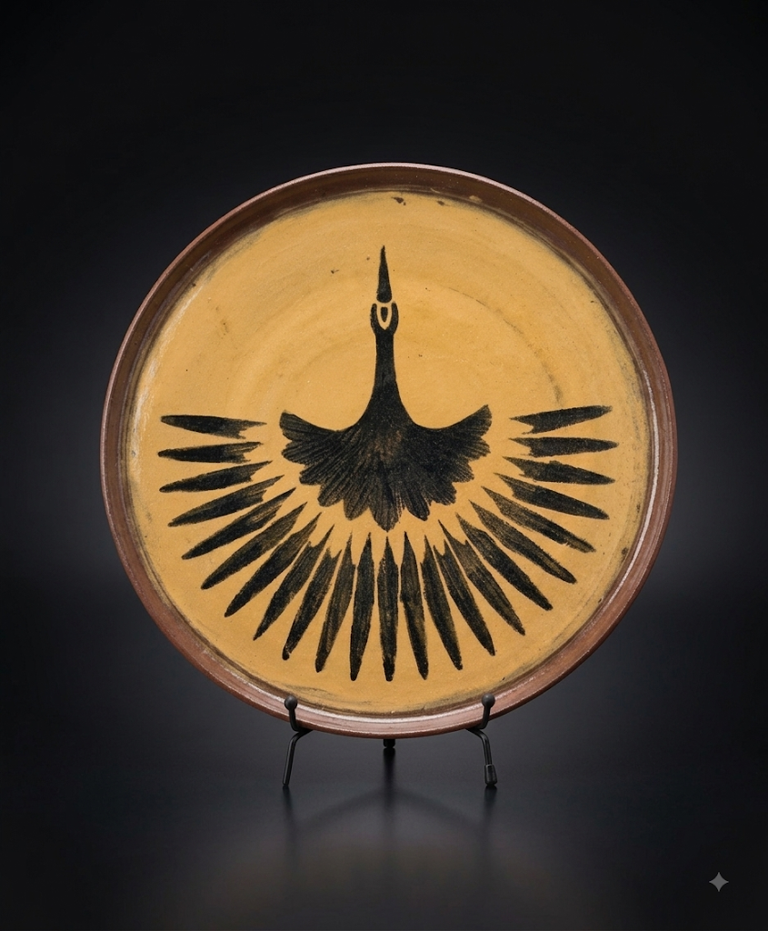 Water bird Dinner Plate Mustered Brown 001