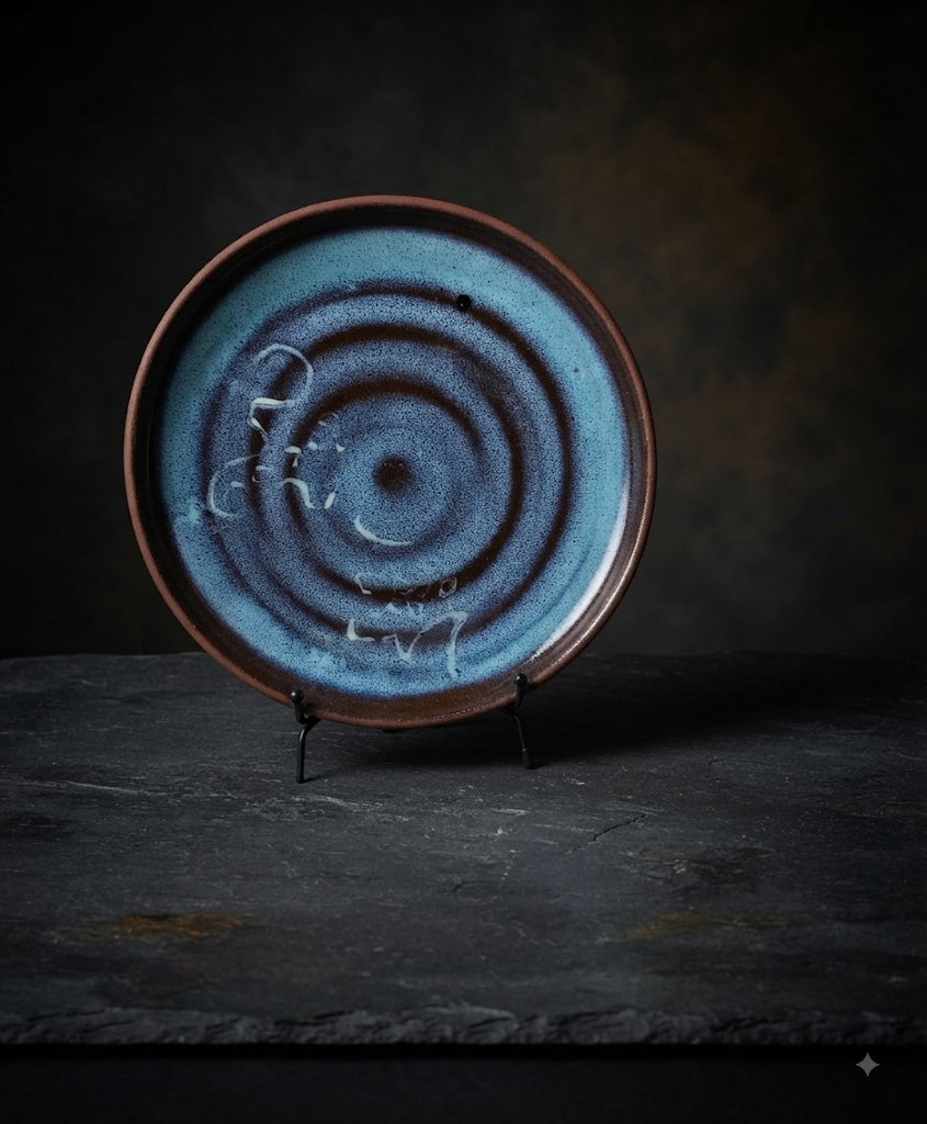 Dinner plate - Blue spiral