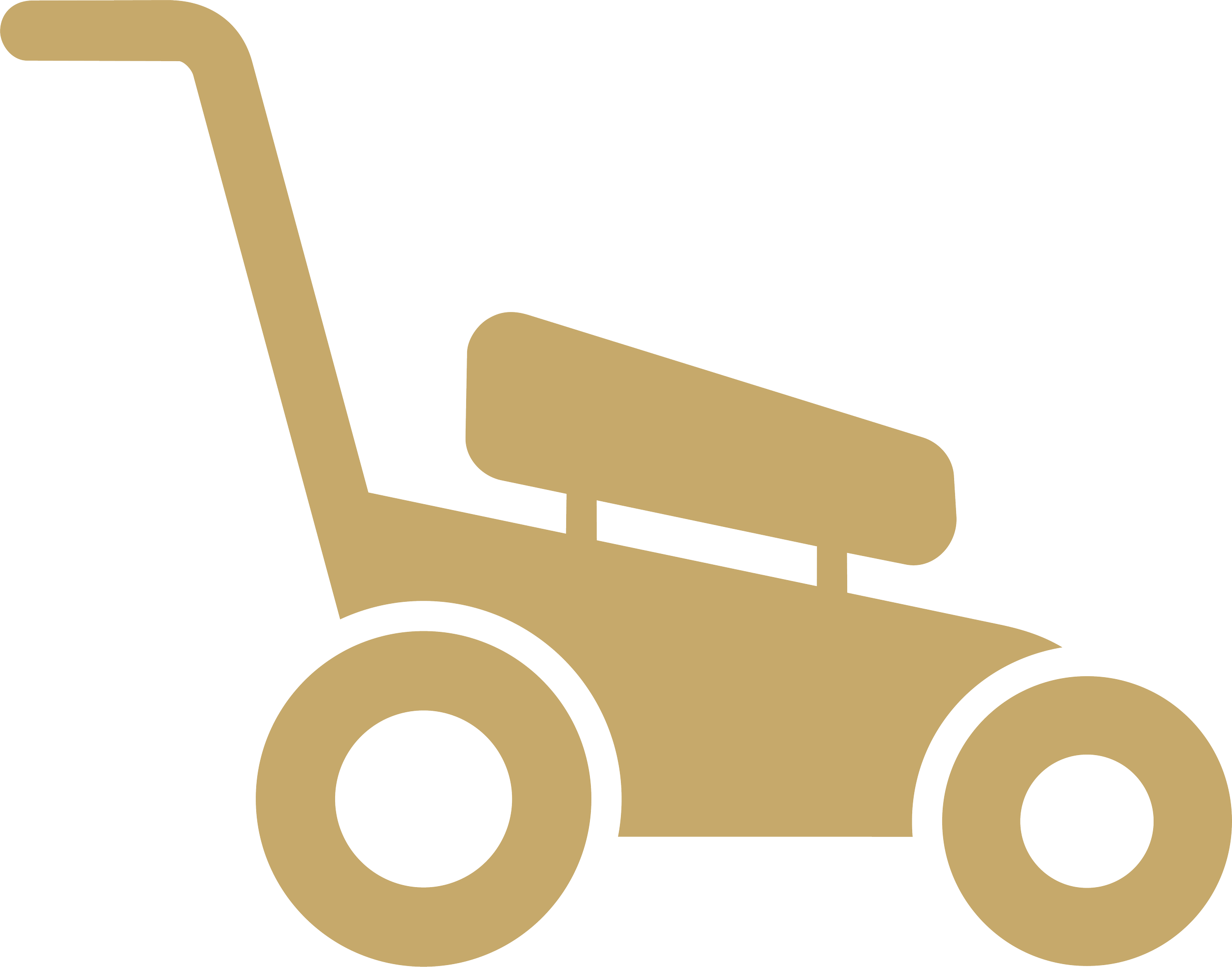 A minimalist, abstract illustration of a tan-colored tractor on a black background.