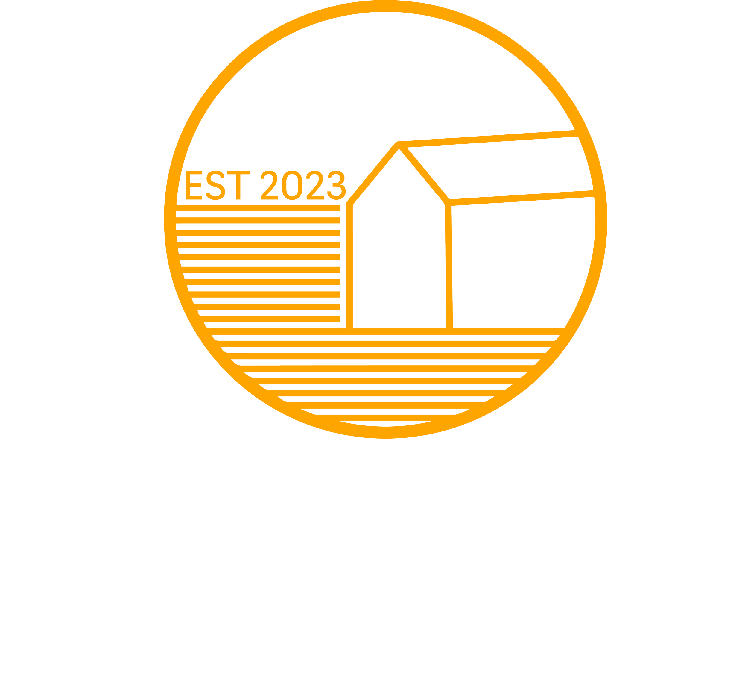 Design featuring circular orange border and text 'est 2023' on the left side, with large text 'PATIENTER' and 'VACCINATIONS' below.