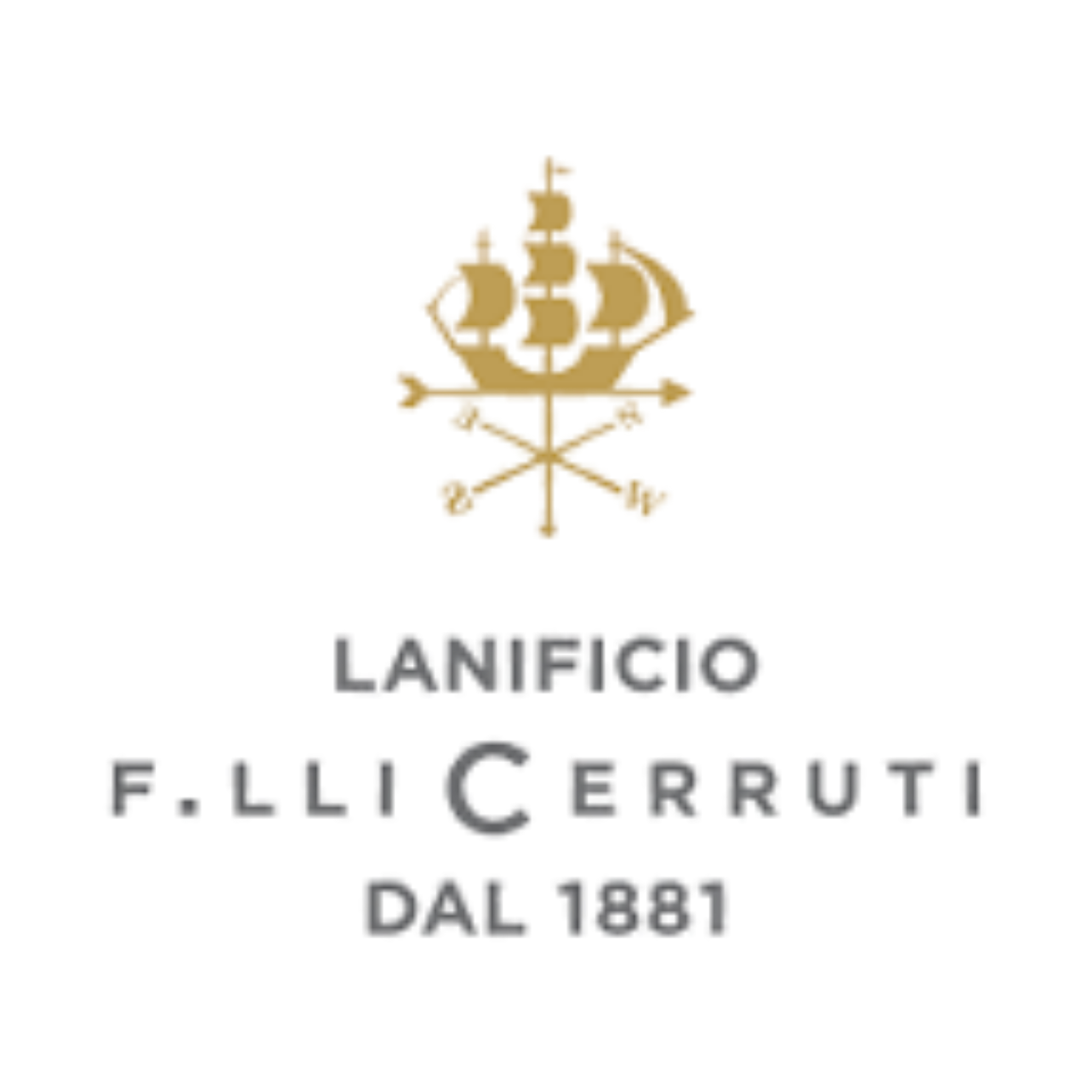 Gold engraved logo for Cerruti with a crown symbol above the name.
