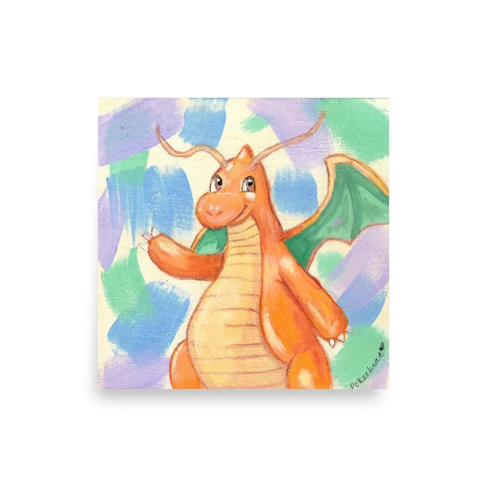 Gentle Giant — Friendly Orange Dragon - Original 6x6in Canvas