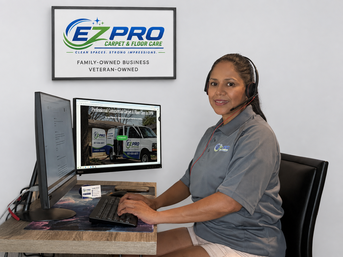 "EZ PRO Carpet and Floor Care professional customer service team ready to provide scheduling and free estimate."