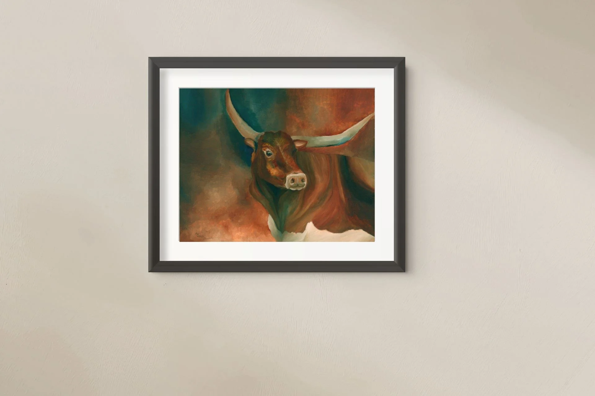 framed watchful eye-medium- longhorn white matt.JPG