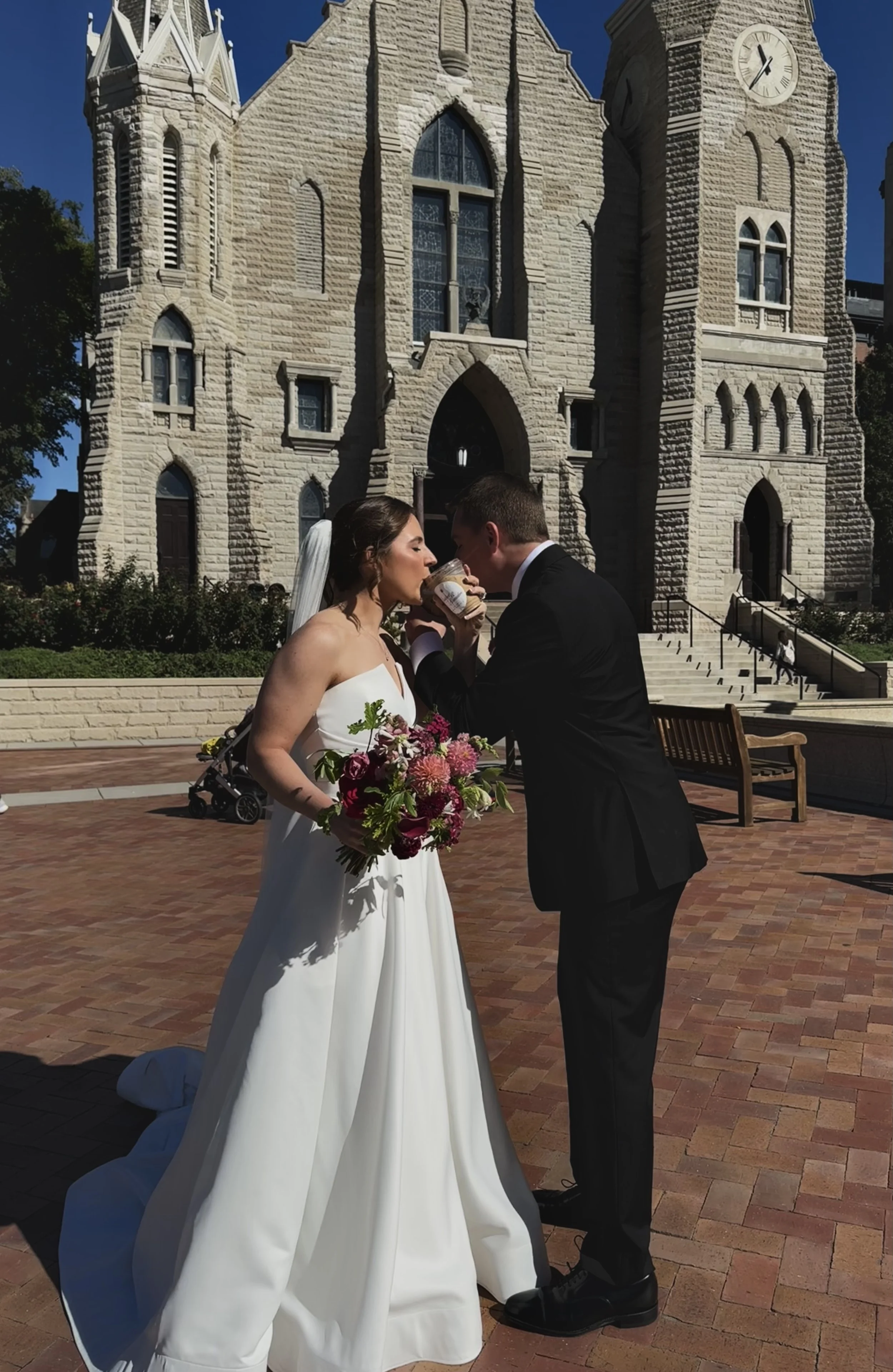 Wedding couple enjoying coffee from The Usual Coffee Co. in Omaha