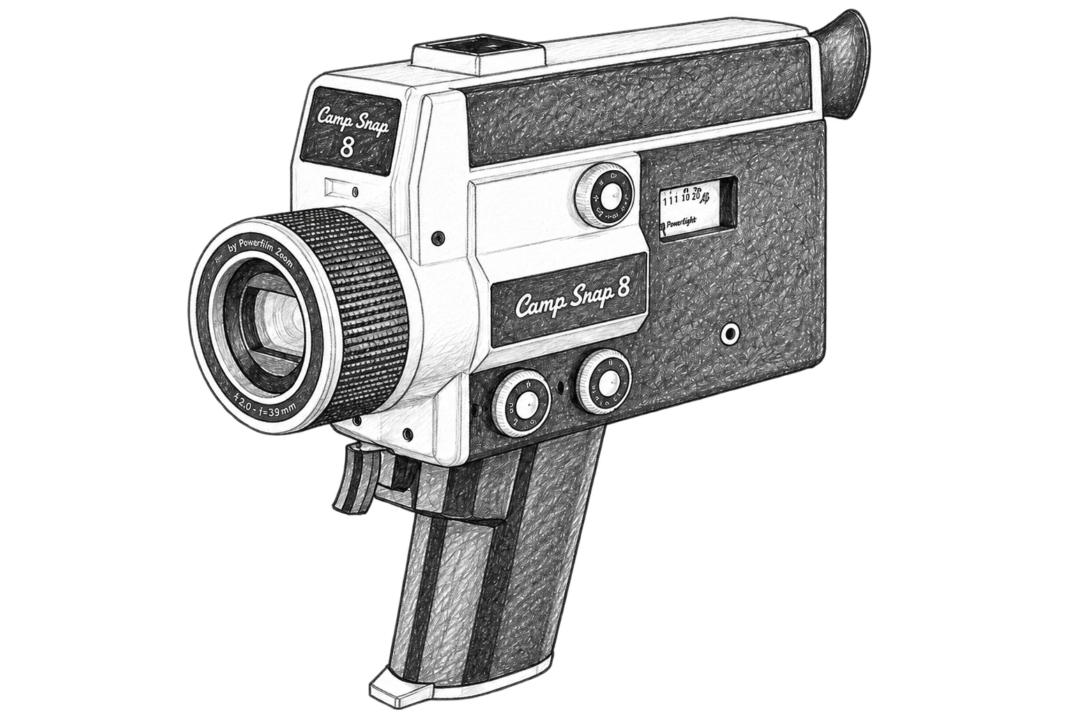 Sketch of a Super 8 video camera