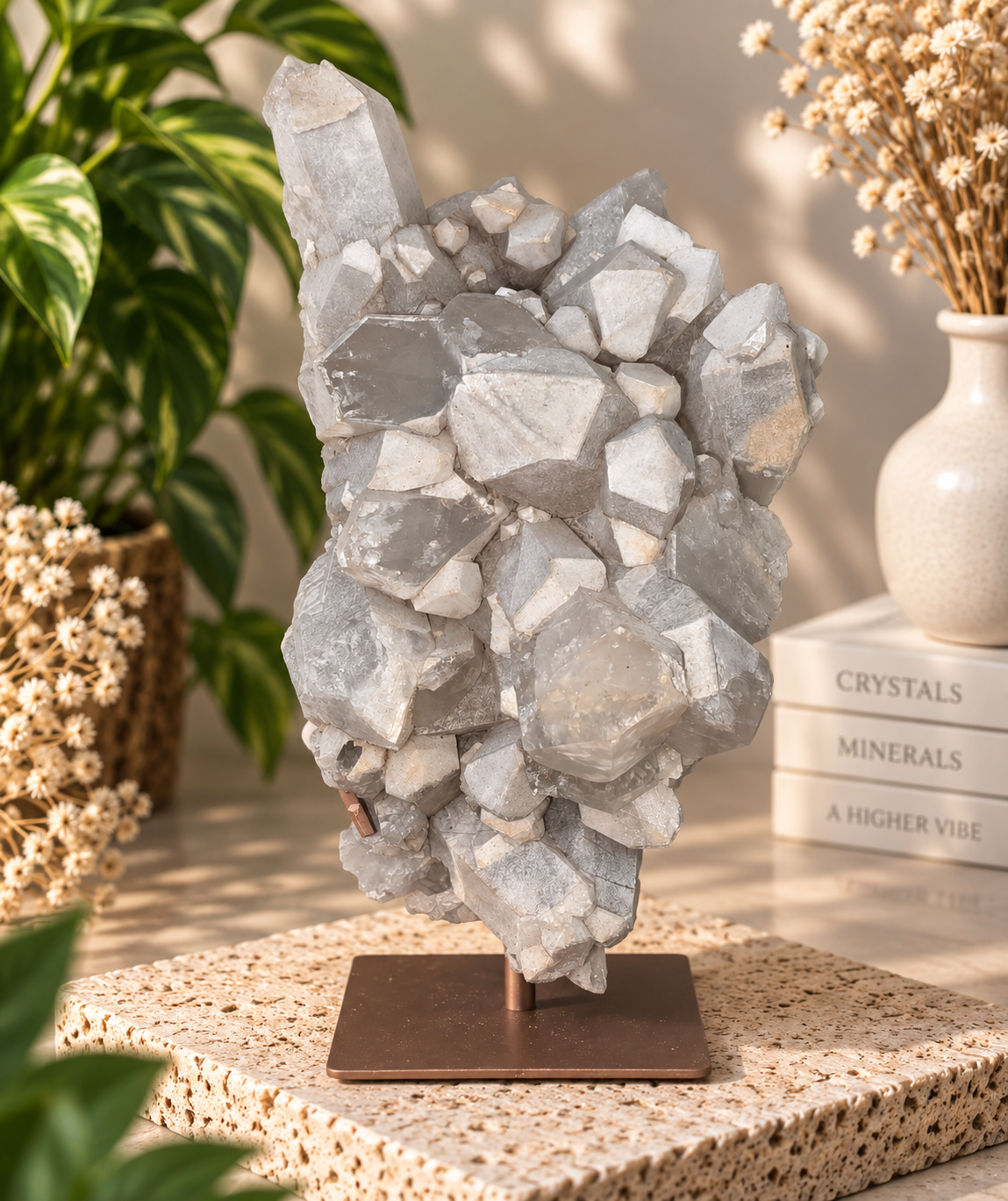 Albino Lemurian Quartz with White Hematite