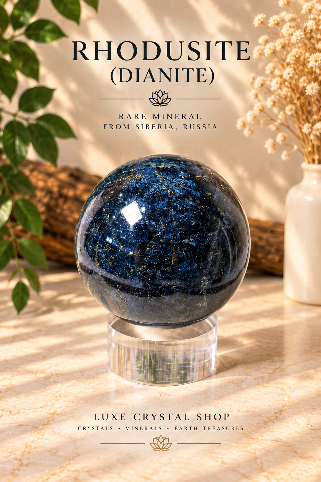 Rhodusite (Dianite) Sphere – Rare Collector’s Piece