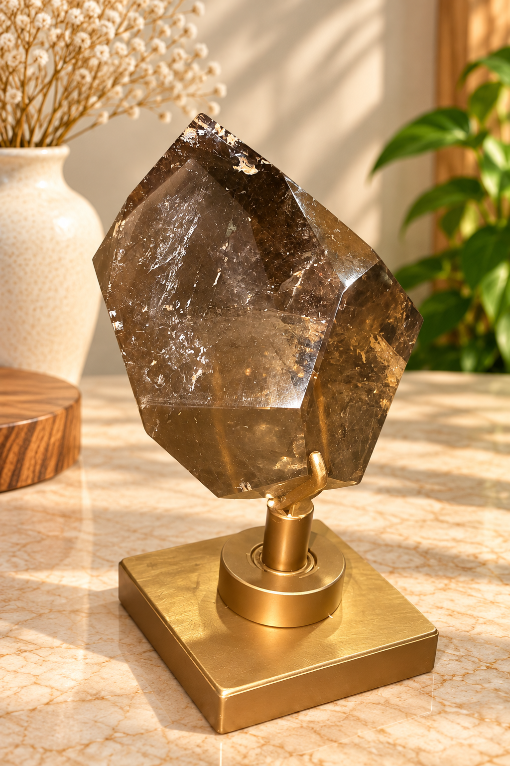 Honey Citrine with Grey Phantoms — Brazil