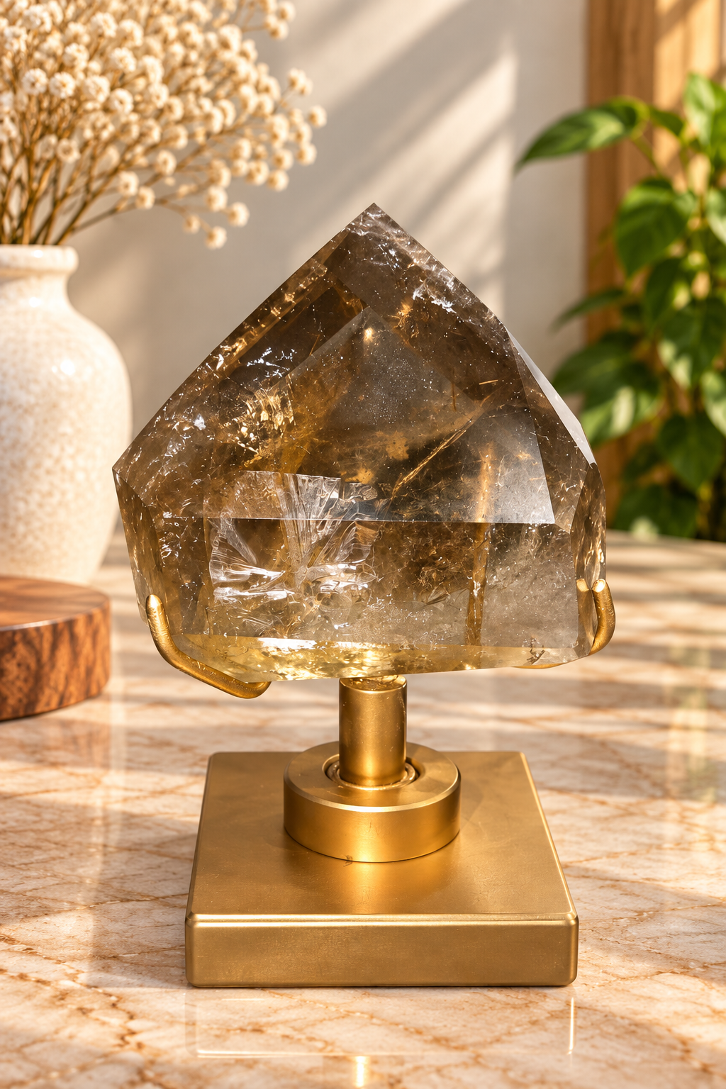 Honey Citrine with Grey Phantoms — Brazil