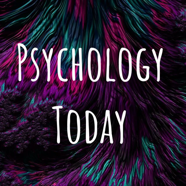 Text stating 'Psychology Today' over a colorful, abstract, swirling background with dark purple, teal, and pink hues.