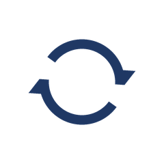 Blue circular arrow icon representing refresh or synchronization