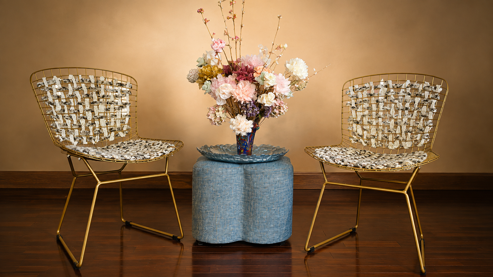 Converse

Converse is a one-of-one pair of sculptural chairs that brings seating, textile, and material exploration into a single work.

Crocheted cotton and novelty fibers are woven together with metal, transforming familiar materials into a tactile