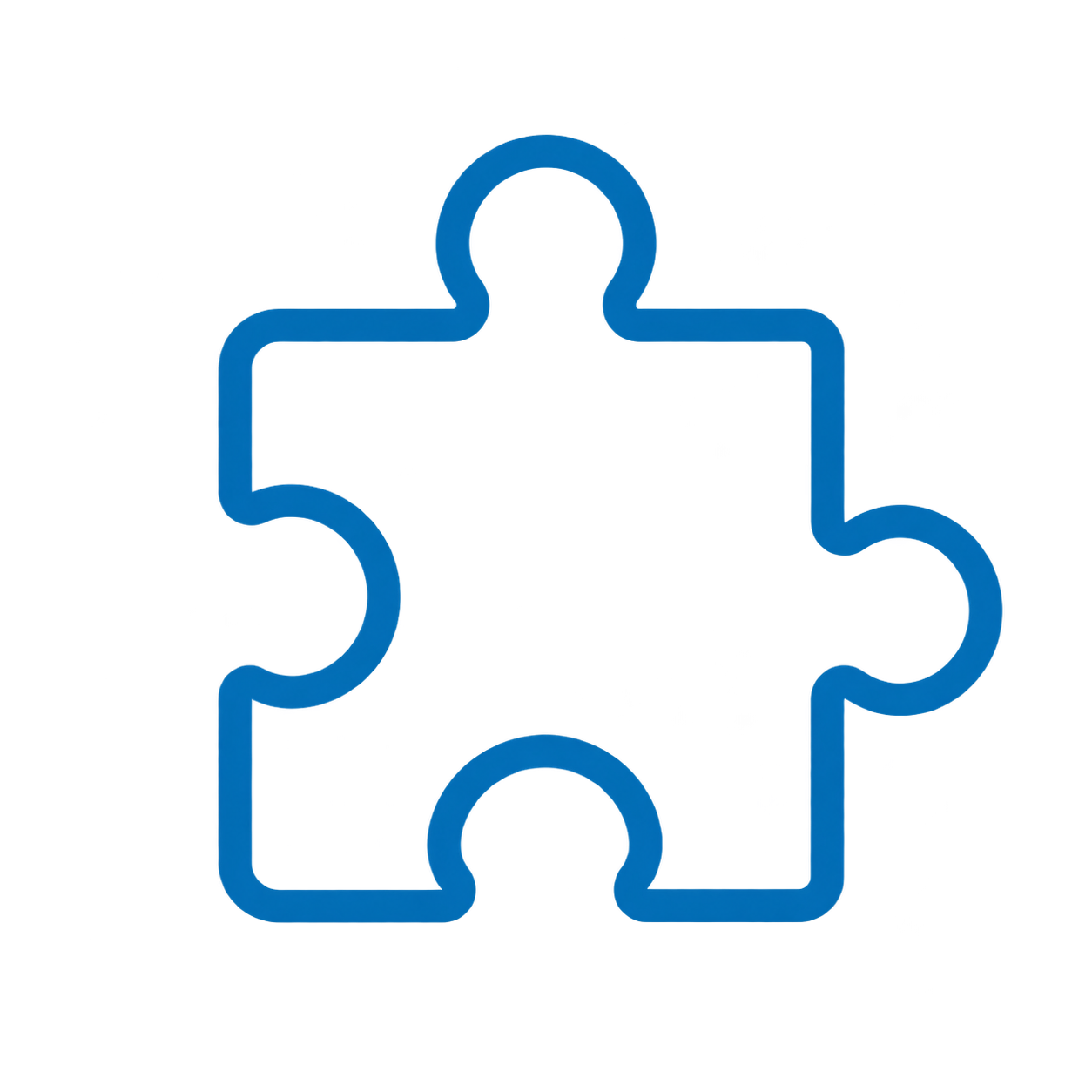 A blue outline of a jigsaw puzzle piece.
