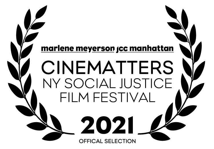 a silhouette of a person with a bear's face, standing with one arm raised, three stars above, and a cloud with a rainbow in the background