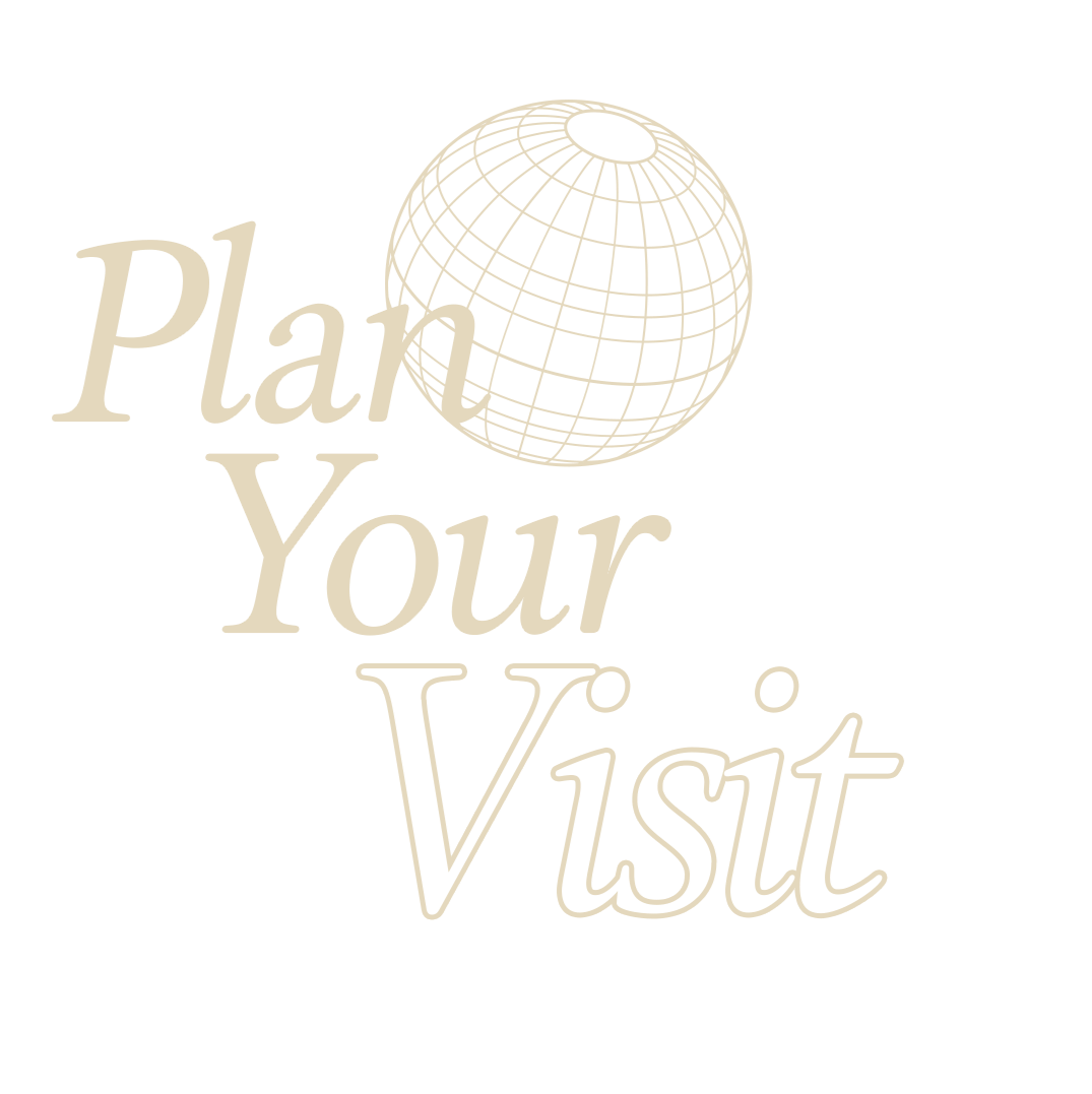 Text that says 'Plan Your Visit' with a globe illustration above the words.