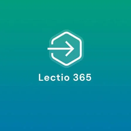 Lectio 365 app logo with a right arrow inside a hexagon shape on a gradient green background.