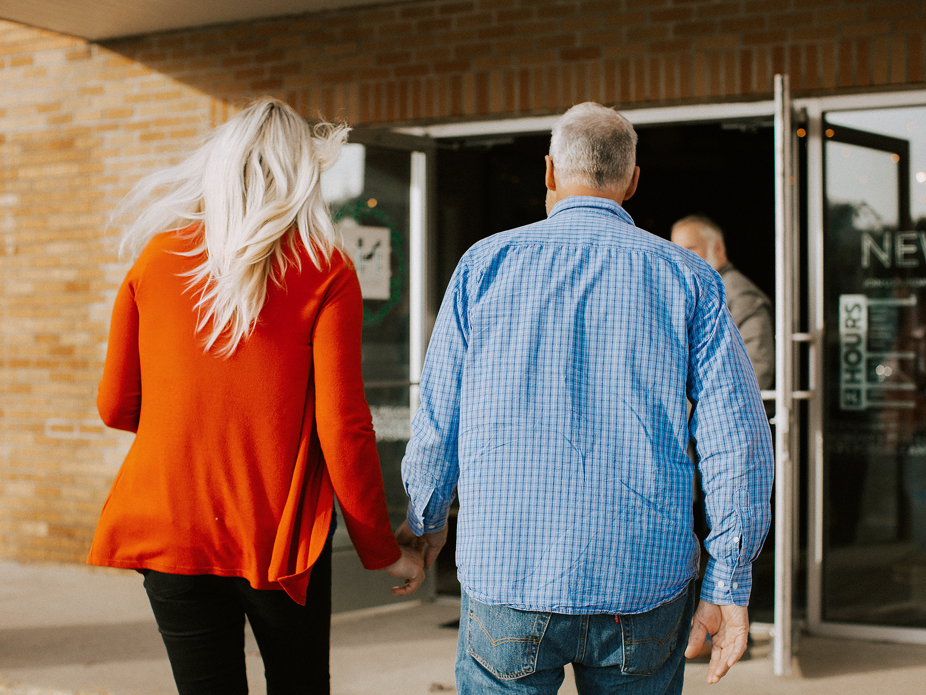 Guests entering New Life Church in Wayland, Michigan